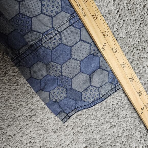 Tripp NYC Shirt Mens XL Gray Blue Button Up Honeycomb AOP Joker Gothic Punk - Picture 11 of 12